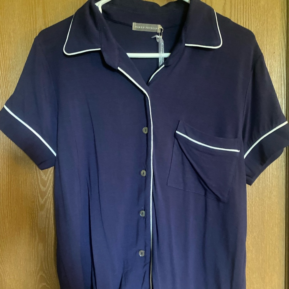 Naked Princess Pajamas Button-Up Shirt and shorts with White Trim
